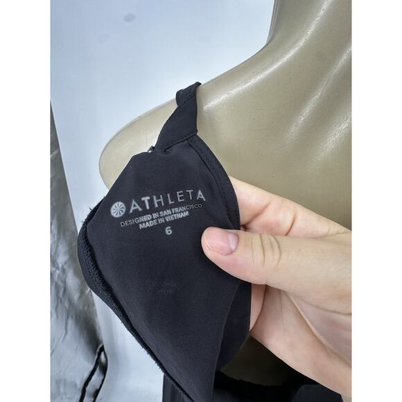 Athleta Size 6 Women Mercer Romper Jumpsuit Wide Leg Quick Dry Black 19” In BD4 - Picture 5 of 11